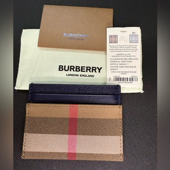 Burberry Handbags - Burberry Card Case Dark Blue Canvas/Leather